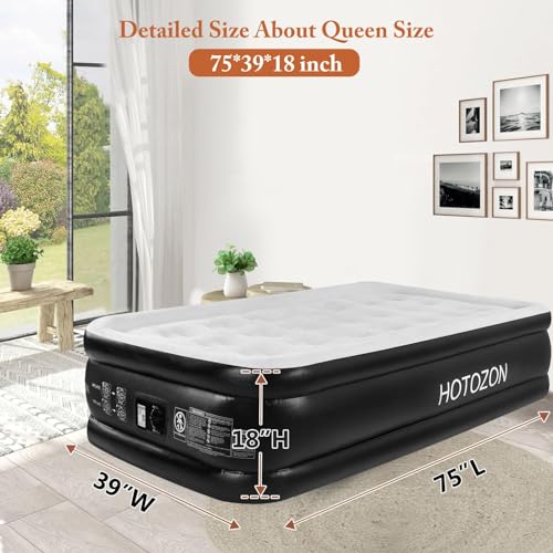 Twin Air Mattress with Built-in Pump, 18" Foldable Blue Air Bed W9719