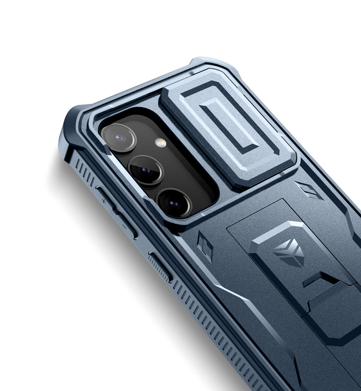 Blue Heavy-Duty Shockproof Rugged Case with Slide Camera Cover, Screen Protector & Kickstand A767537