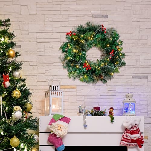 20” Artificial Christmas Wreath Prelit with 50 LED Lights H672