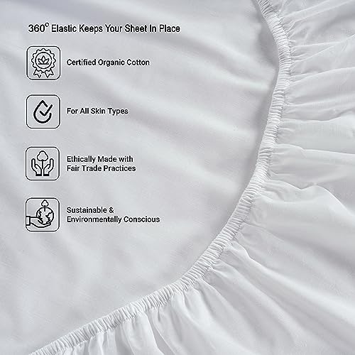 100% Organic Cotton Queen Size White Sheets 8 Pc L160776