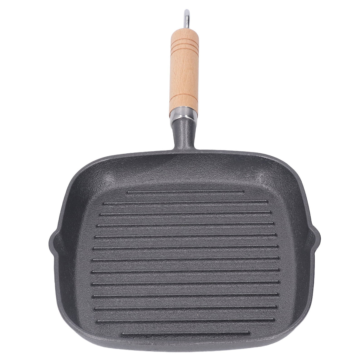 Cast Iron Grill Pan with Wooden Handle C756