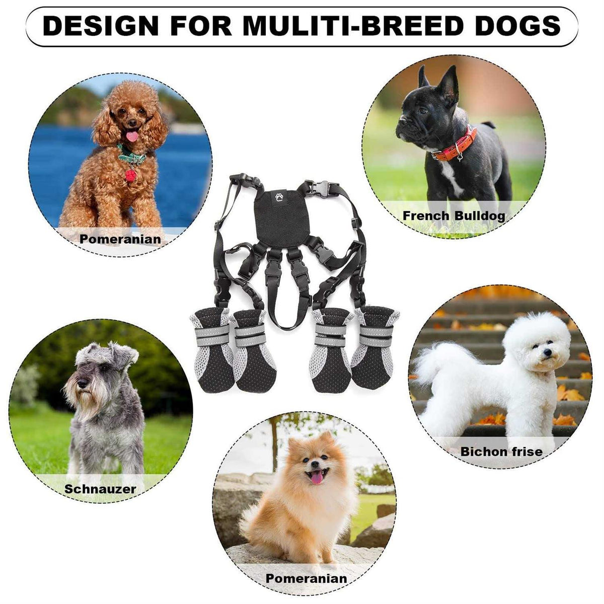 Dog Boots with Anti-Lost Design, Buckle Straps, and Weatherproof V43812