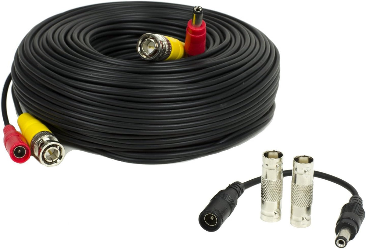 100 Feet Pre-Made Siamese BNC CCTV Security Camera Cable with Two Female Connectors P2928