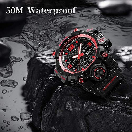 Men's Analog Sports Watch LED Military Digital Watch Electronic Stopwatch Large Dual Dial Time Outdoor Army Wrist Watch Tactical Q487651