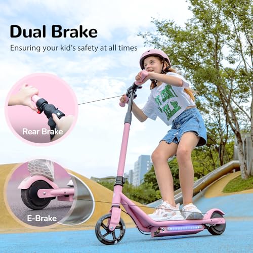 Electric Scooter with Adjustable Speed and Height, Colorful Lights, Double Brake U318083