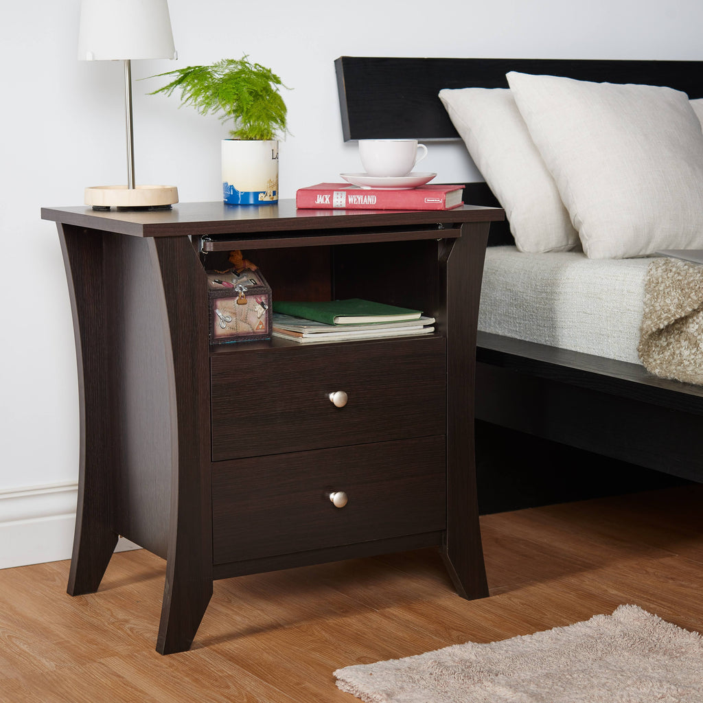 Modern Espresso 2-Drawer Nightstand J557926