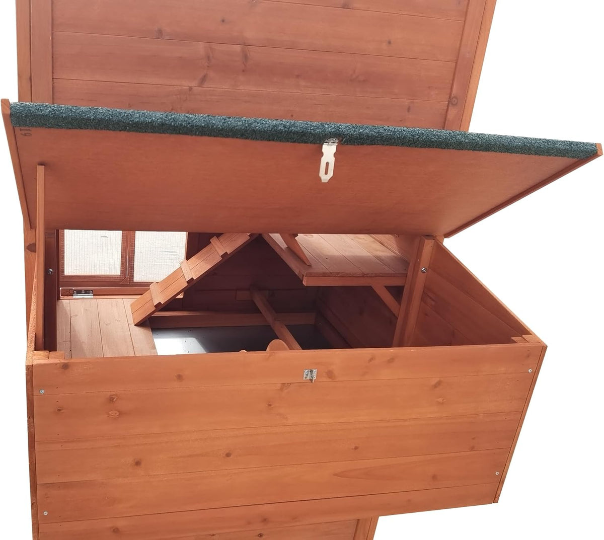 90.6" Wood Chicken Coop Hen House Nesting Box Run Cleaning Tray Y388