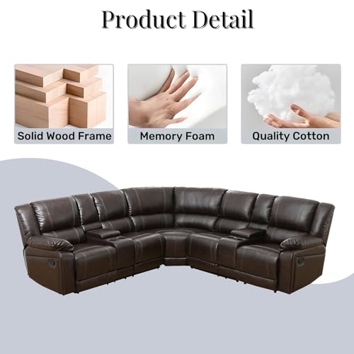 Leather L-Shaped Reclining Sectional Sofa with Chaise N53531