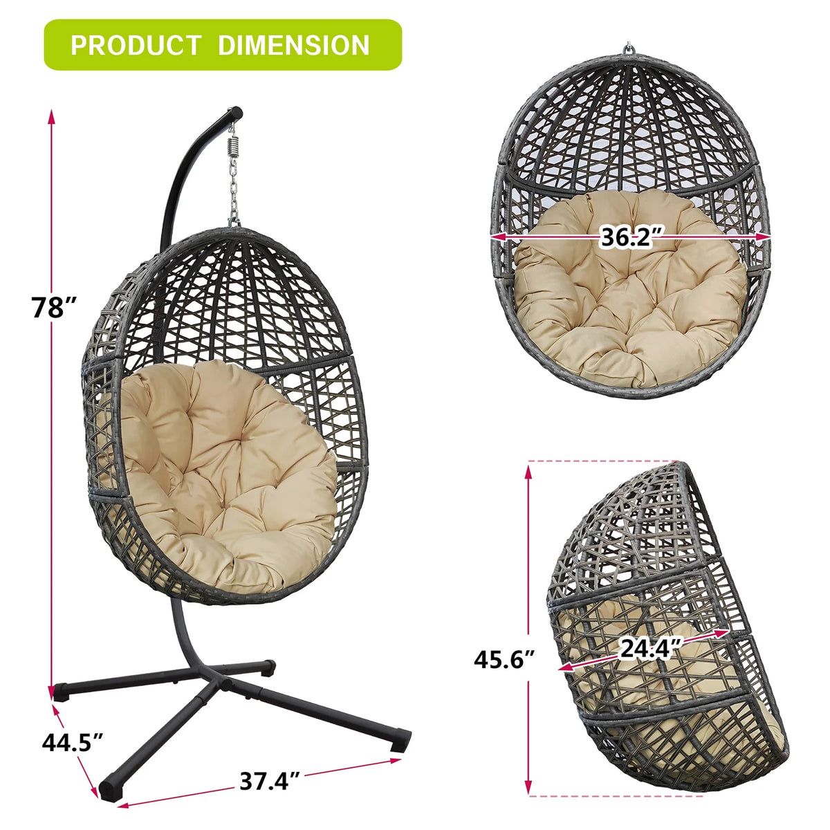 Rattan Egg Swing Chair with Stand Q7680