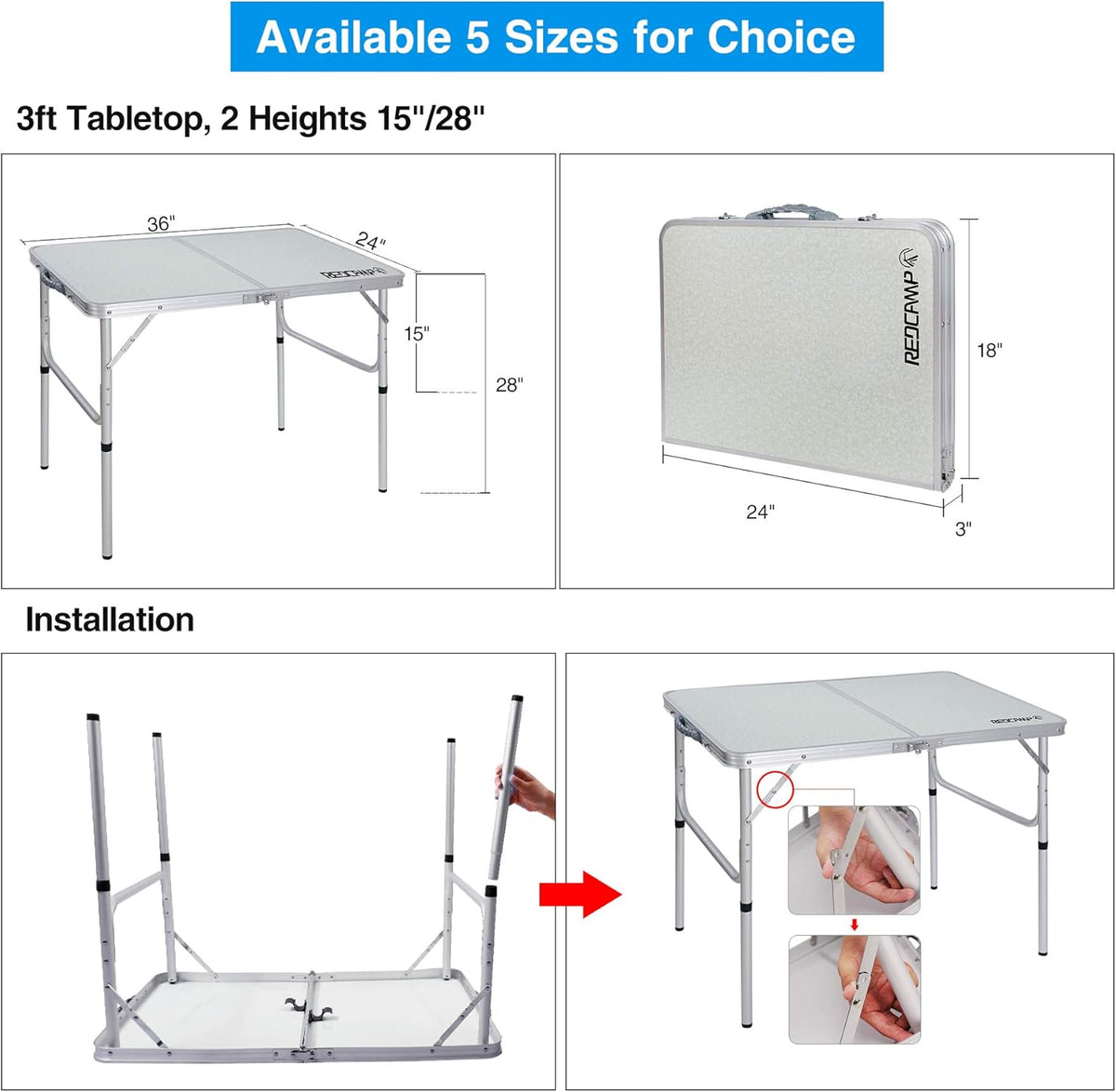 Folding Camping Table, 3ft Portable Aluminum Outdoor Table W820