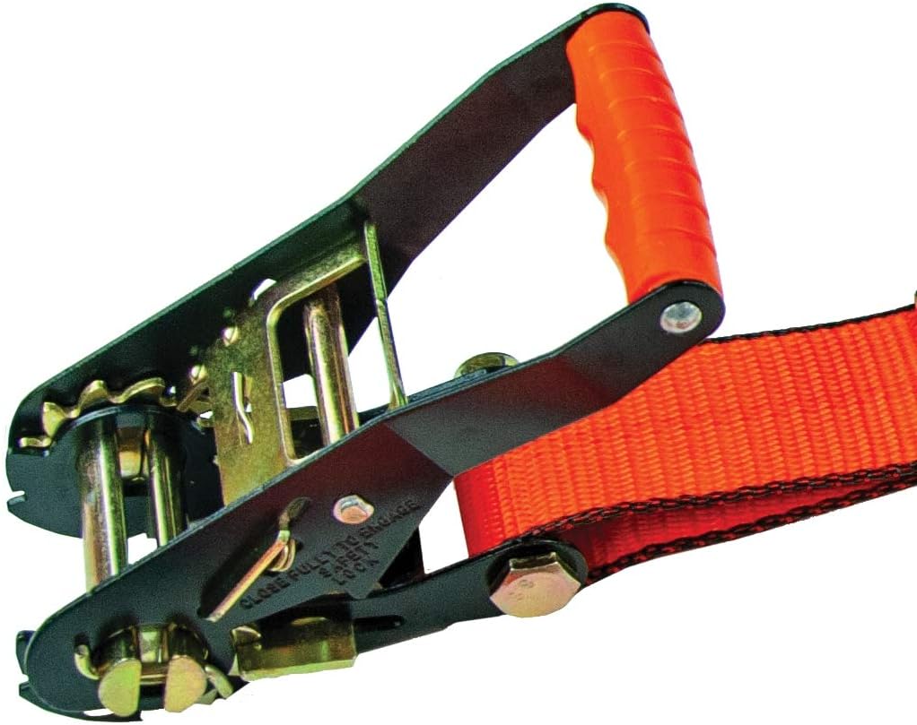 Ratchet Strap with Flat Hooks, 2 Inch x 30 Foot, 2 Pack, 3,300 Pound Safe Working Load J912064