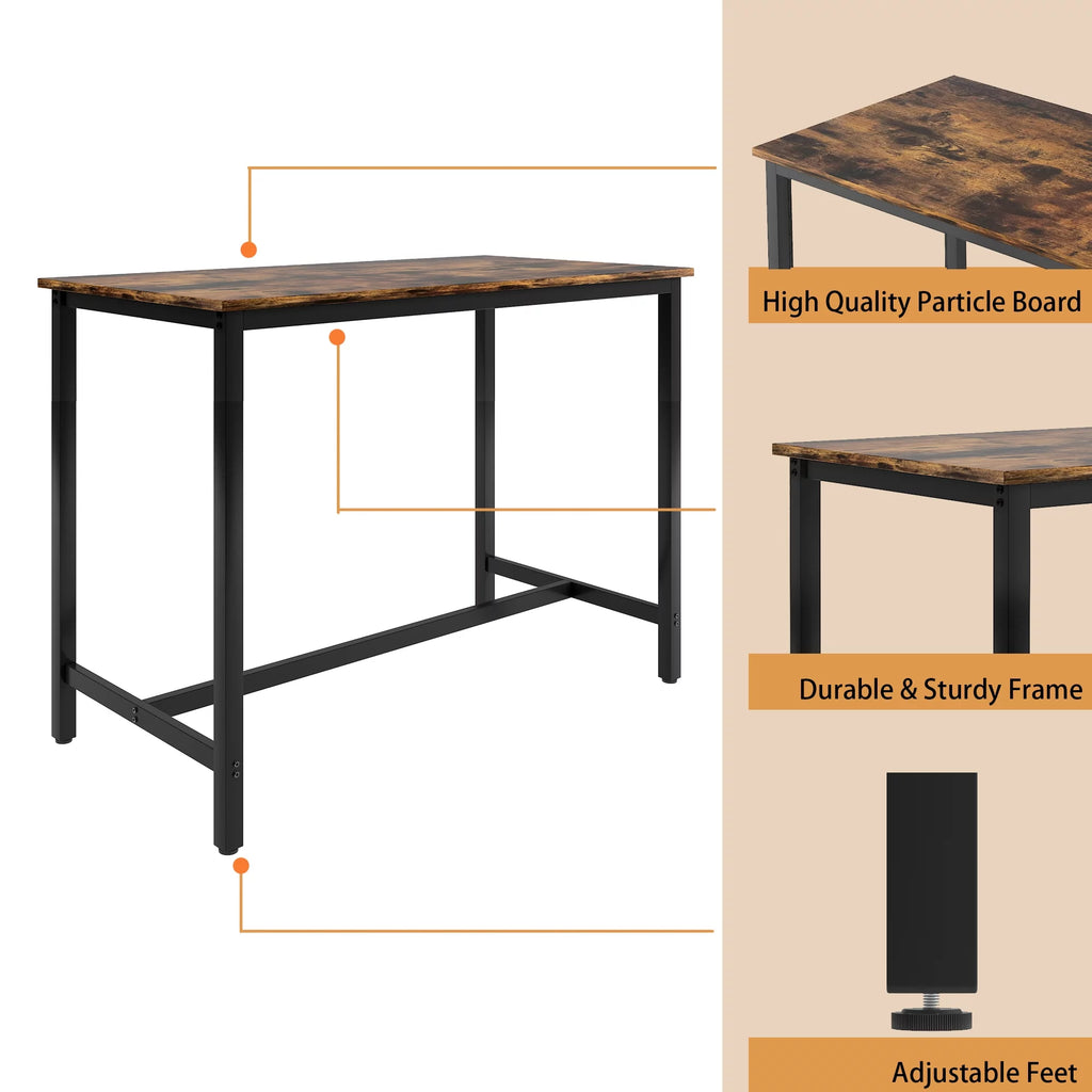 5 Piece Bar Height Dining Table Set with Upholstered Stools C302072