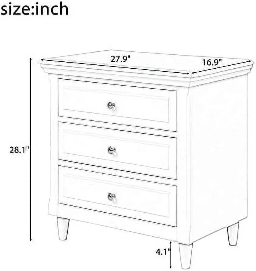 3 Drawer Nightstand Bedside Table with Hidden Space X765