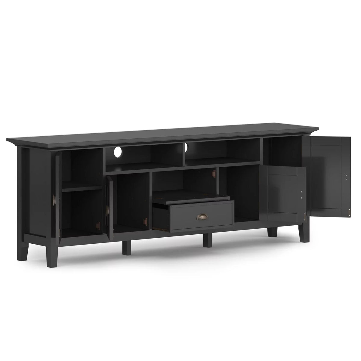 Black Wood 72 inch TV Media Stand R343997