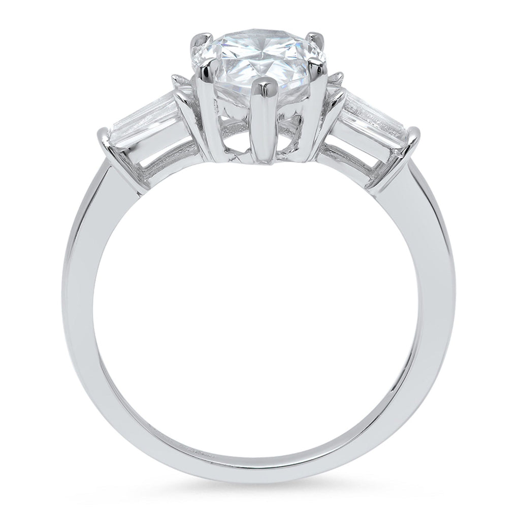 18K White Gold Three-Stone Diamond Engagement Ring E434