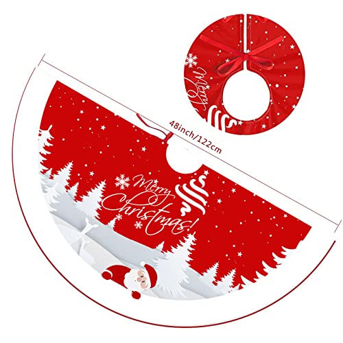 Red 48 inches Plush Christmas Tree Skirt G809287