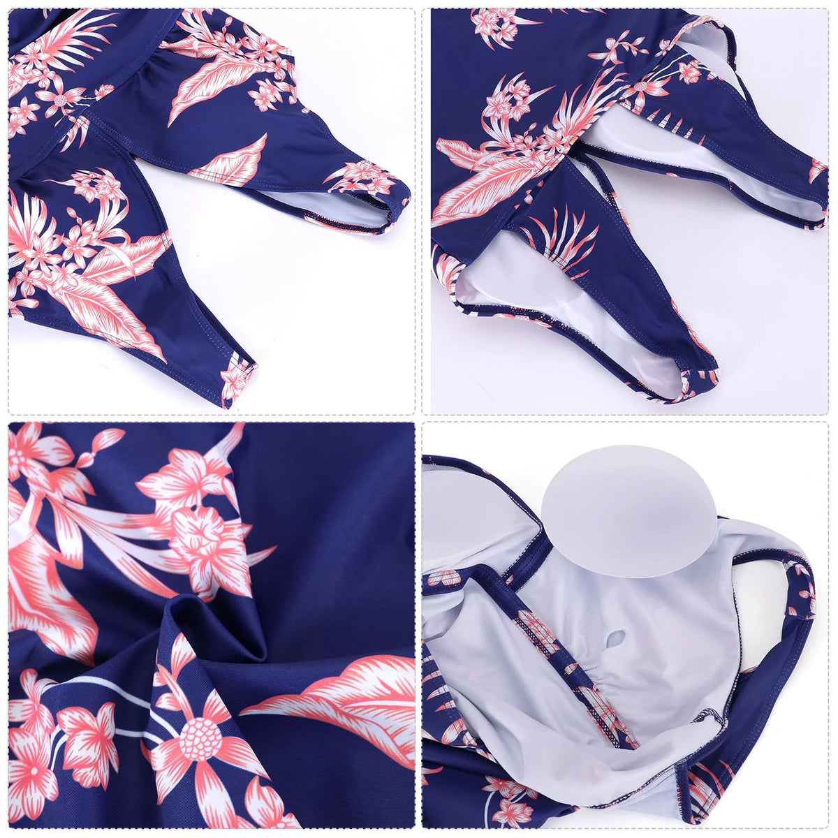 Plus-Size Flower Printing One Piece Swim Dress Tummy Control Swimsuit T33591