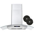 380 CFM Convertible Wall Mount Range Hood with Glass Canopy L21958