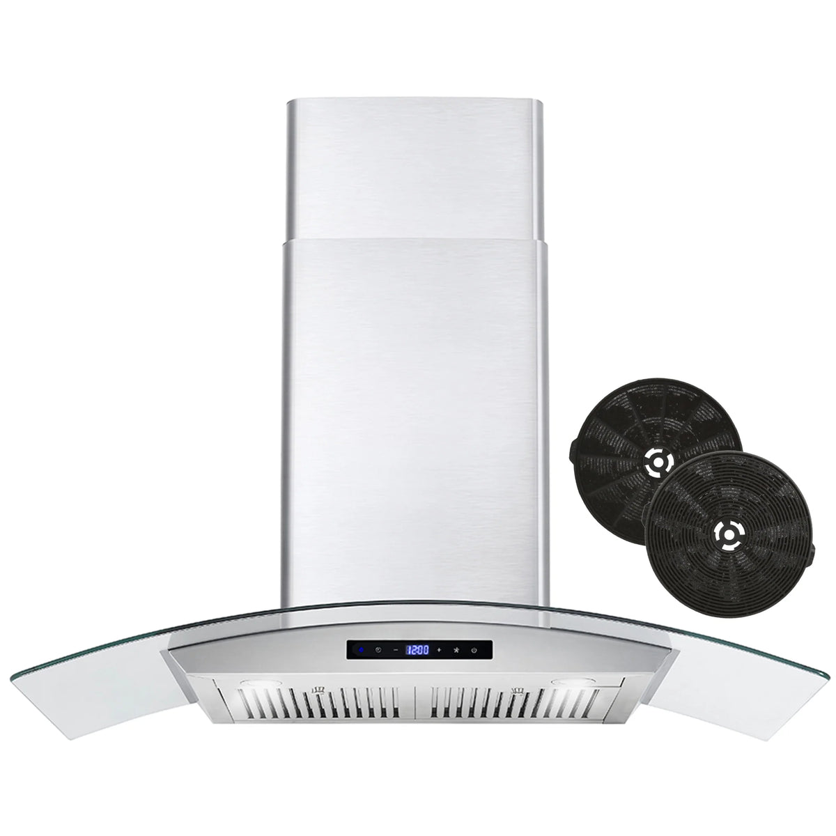 380 CFM Convertible Wall Mount Range Hood with Glass Canopy L21958