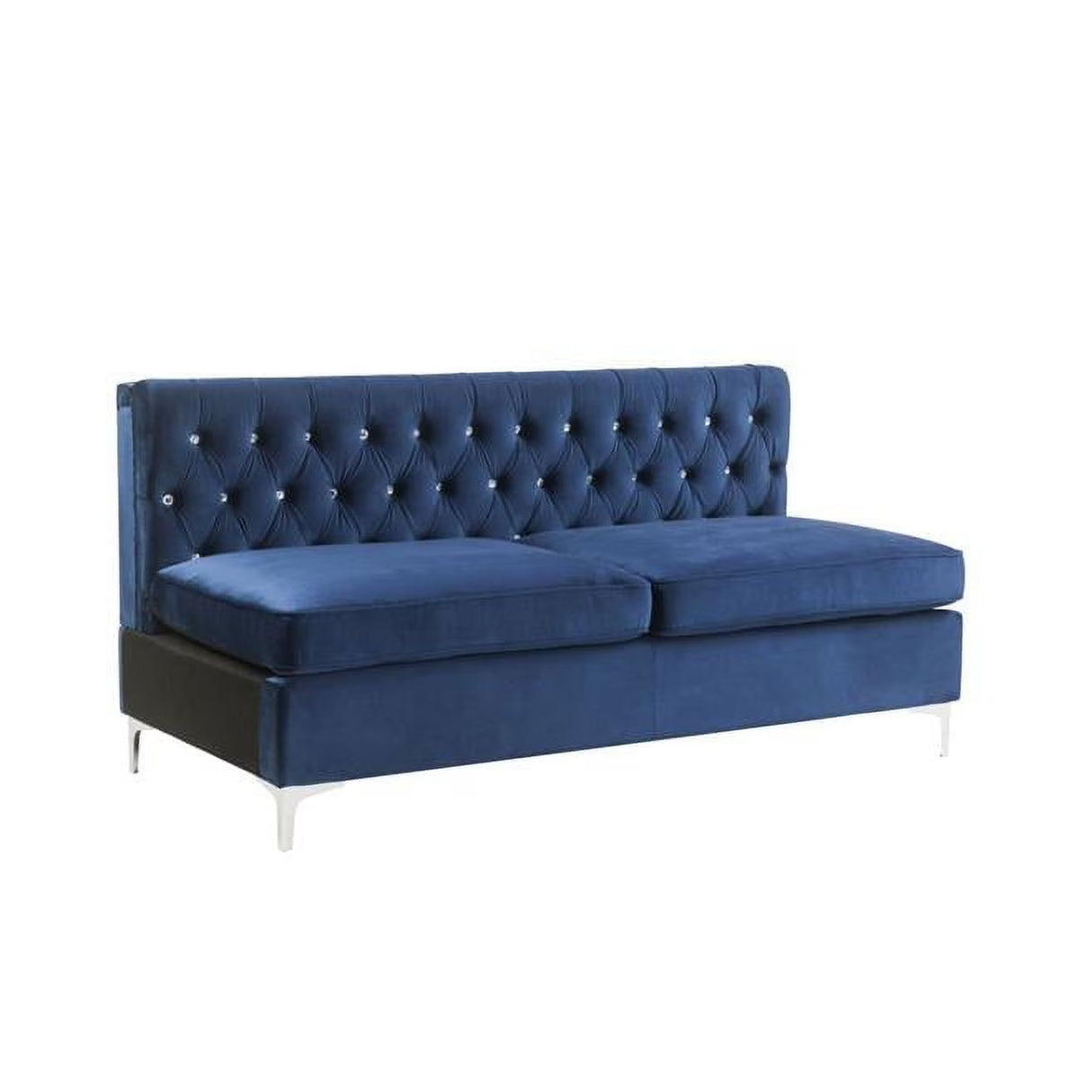 Blue Velvet & Silver Sofa with Two Toss Pillows O742