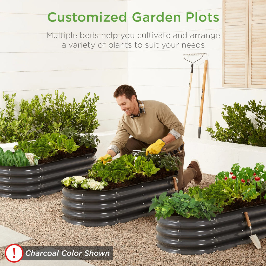 4x2x1ft Outdoor Raised Metal Oval Garden Bed M912744