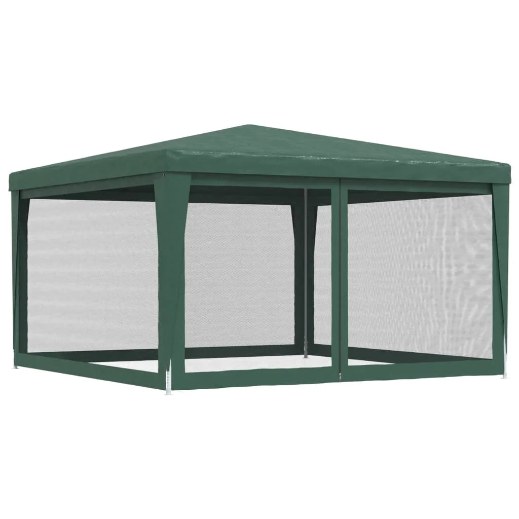 Green 13.1'x13.1' HDPE Party Tent with 4 Mesh Sidewalls W42599