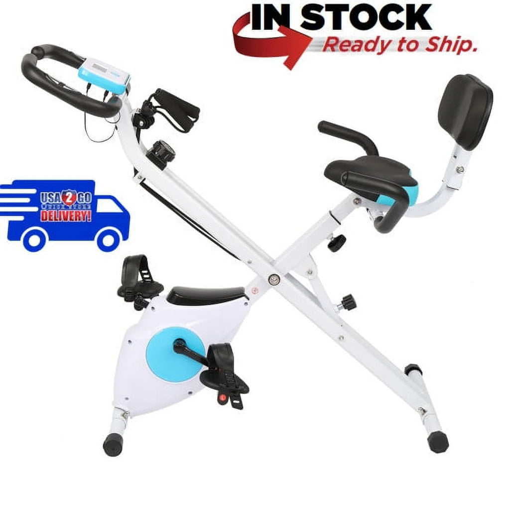 Foldable Indoor Exercise Bike 300LB Capacity 8-Level Magnetic Resistance B721
