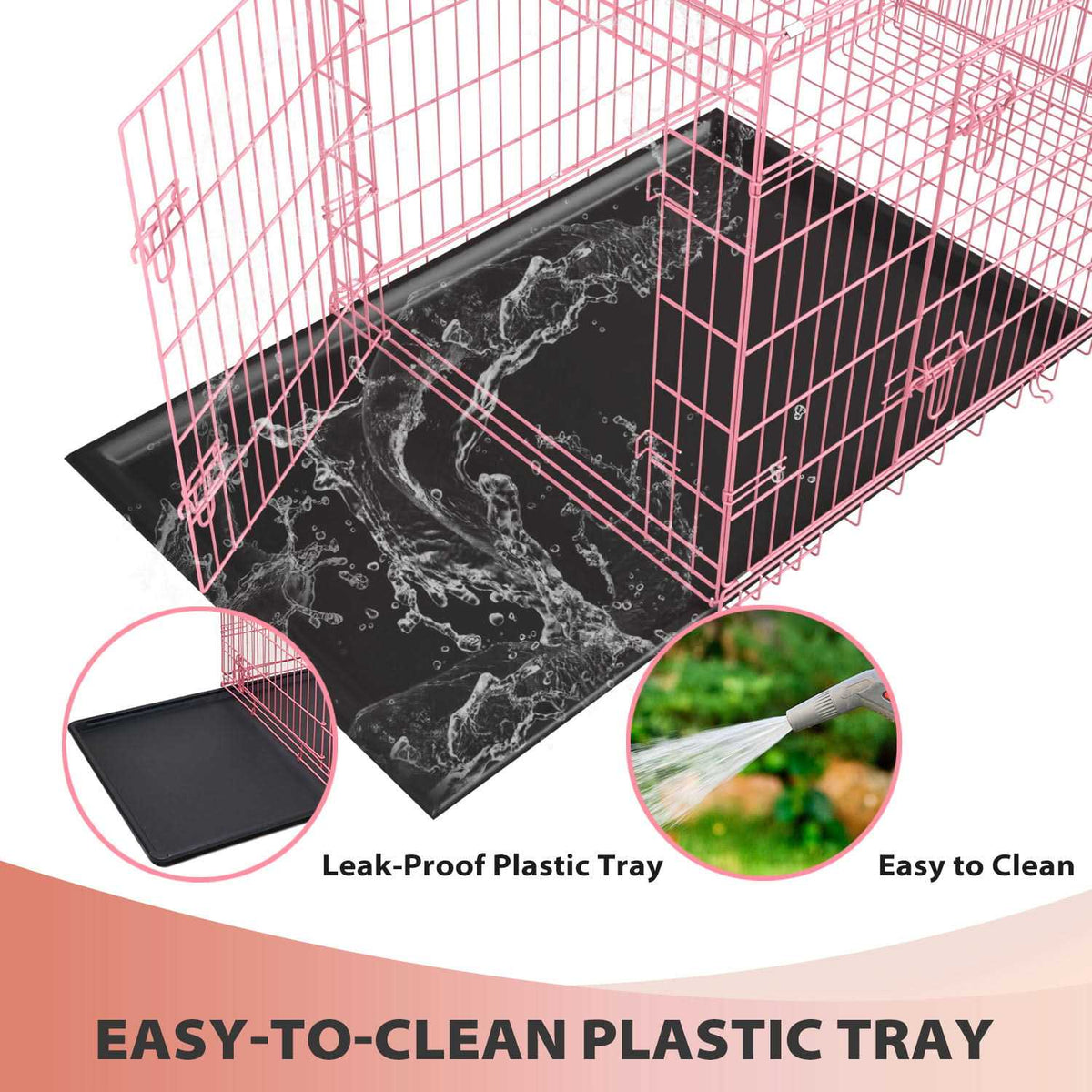 Large Foldable Double-Door Metal Wire Dog Crate Z834272