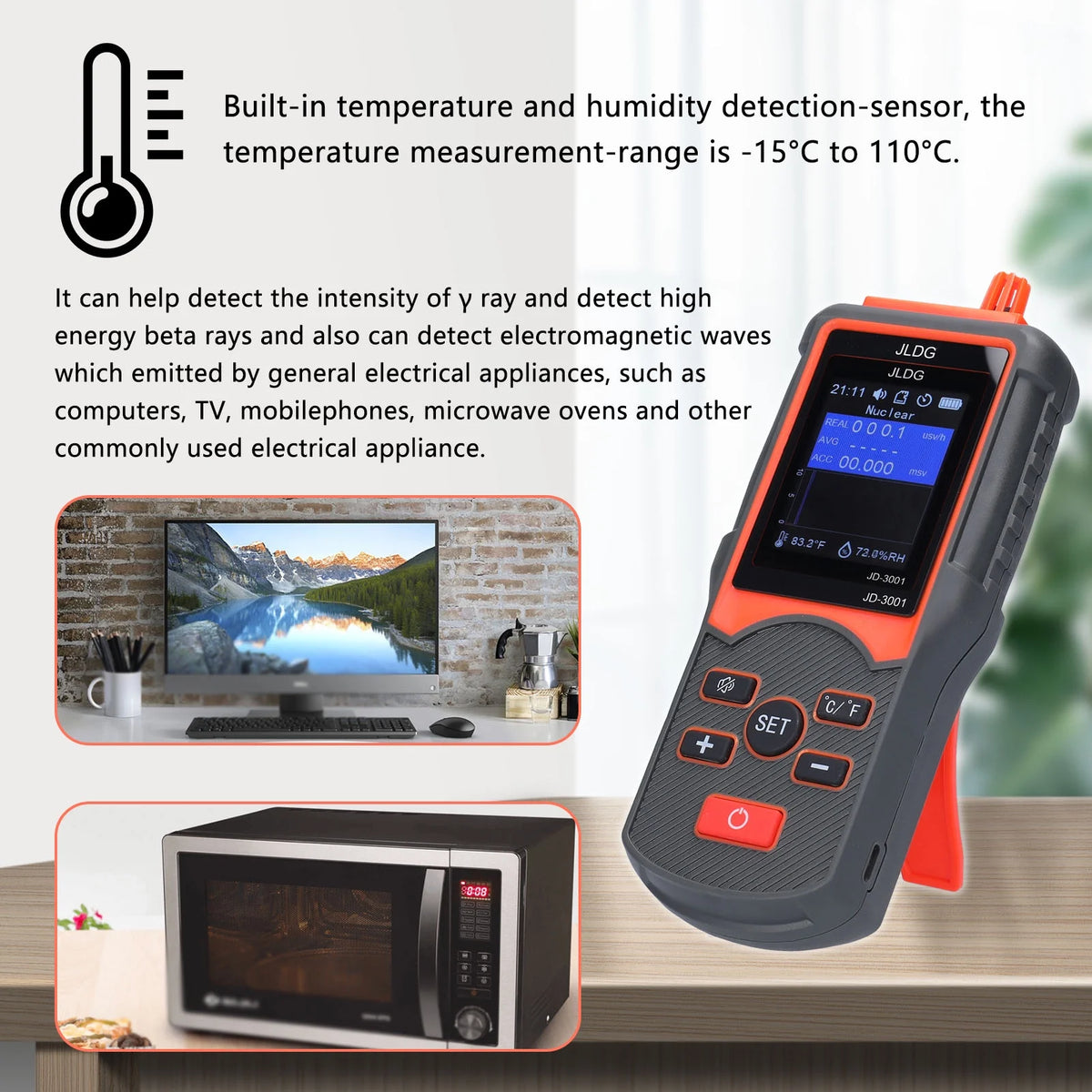 Multifunctional Geiger Counter and Electromagnetic Radiation Detector with Temperature and Humidity Measurement H145158