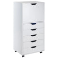 White 5 Drawer Rolling Wood Dresser E12318