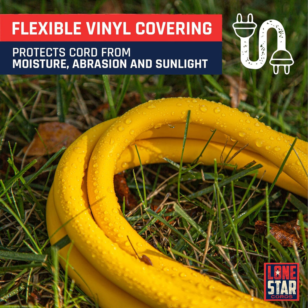100 Foot 10/3 SJTW Lighted Extension Cord Yellow 3 Prong Grounded Plug 10 Gauge Pack of 2 N99894