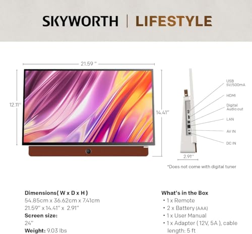 24-Inch Portable Smart Screen with Google TV, 3-Hour Battery Life, 1080P FHD, Matte Screen, HDR10, Dolby Audio, LED, Bluetooth F463