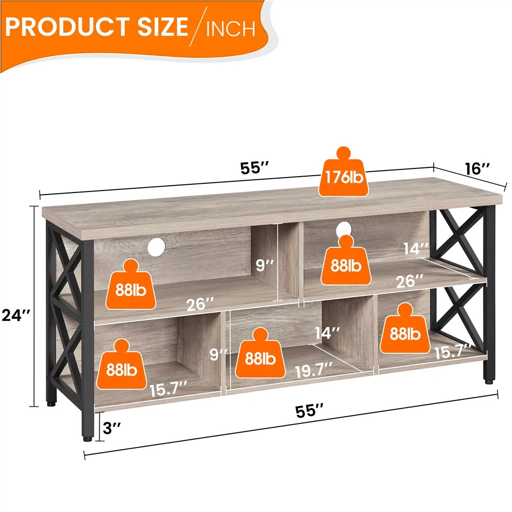 Gray TV Stand with Storage M802