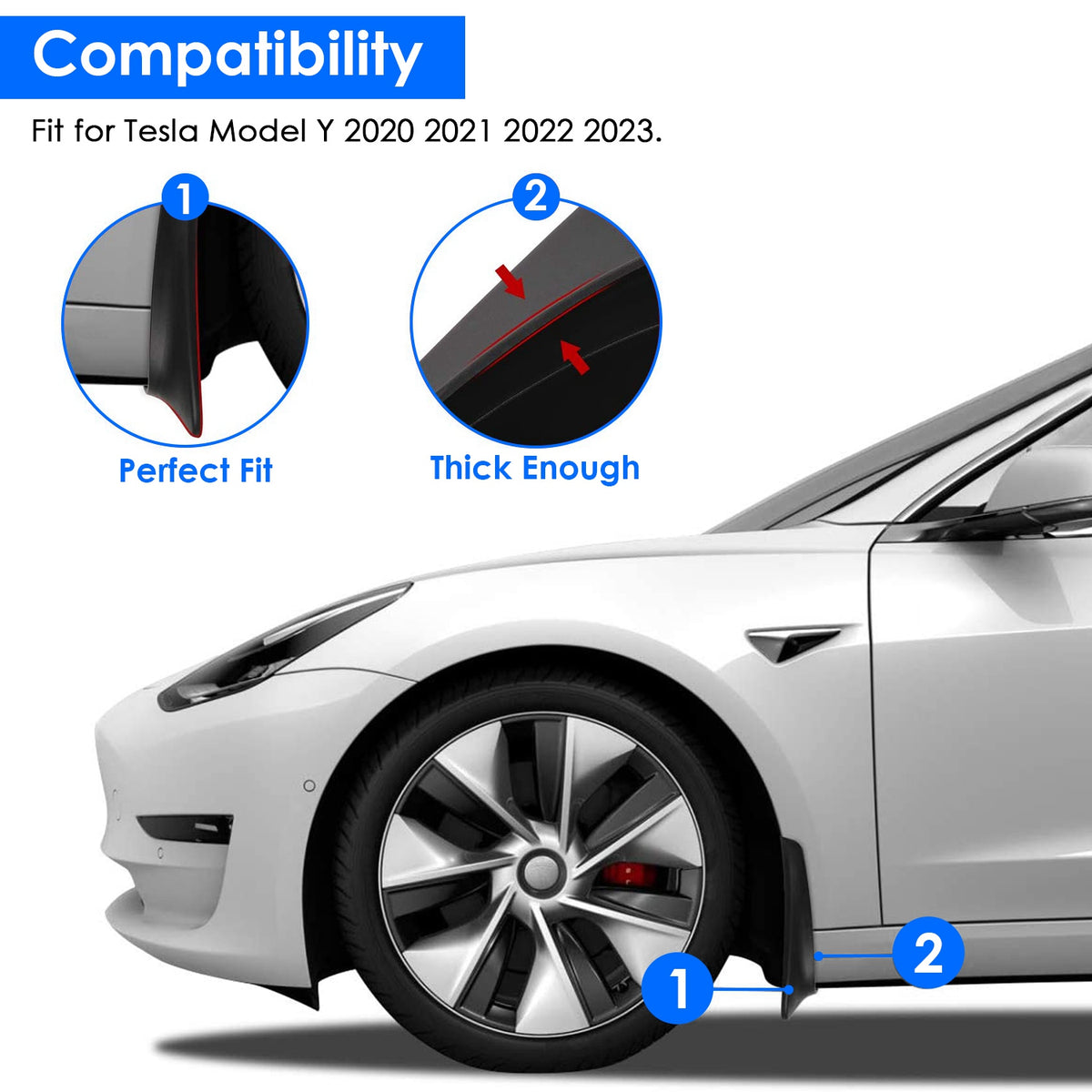 4PCS Drill-Free Splash Guards for Tesla Model Y 2020-2023 K783