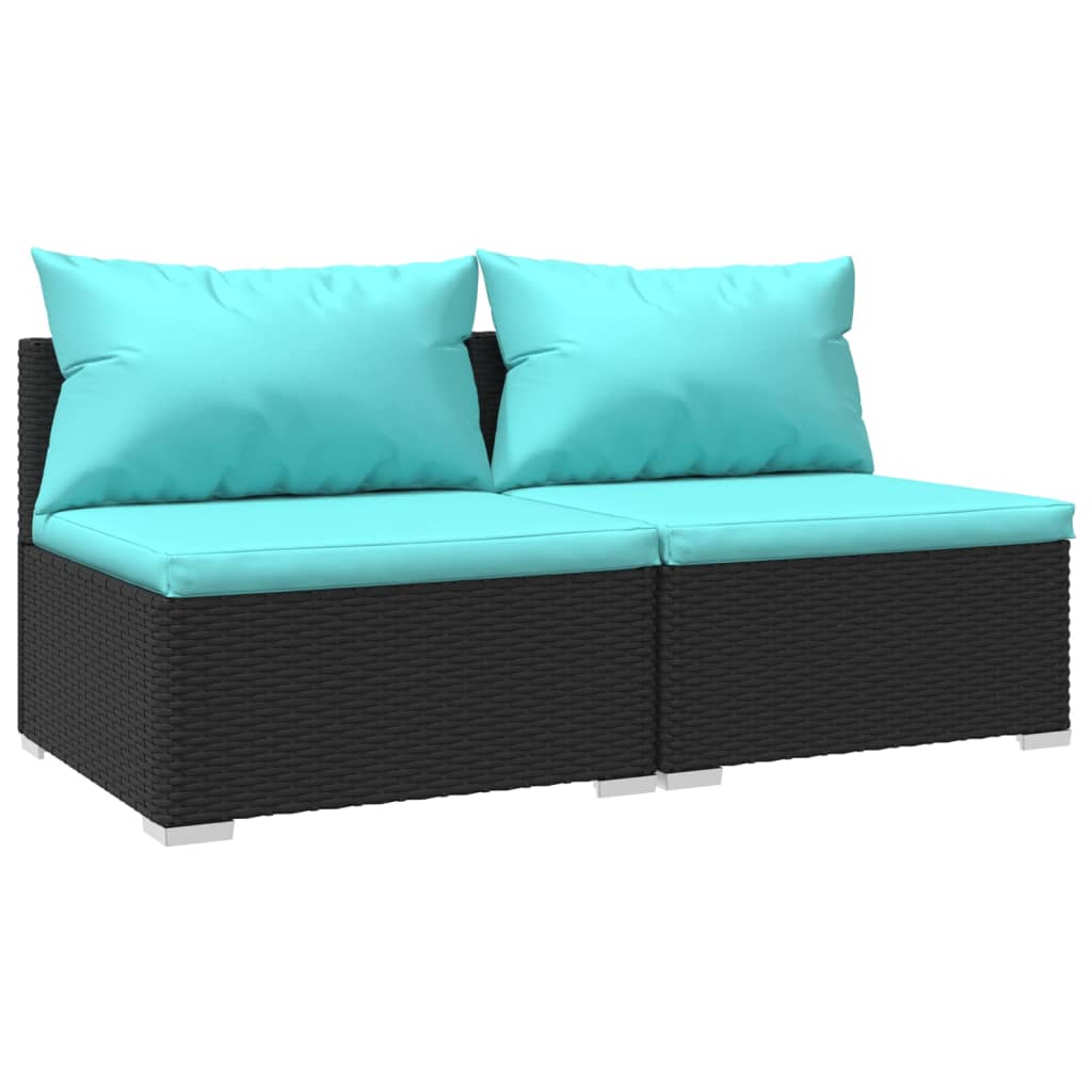 2 Piece Patio Furniture Set with Cushions Poly Rattan Black S197