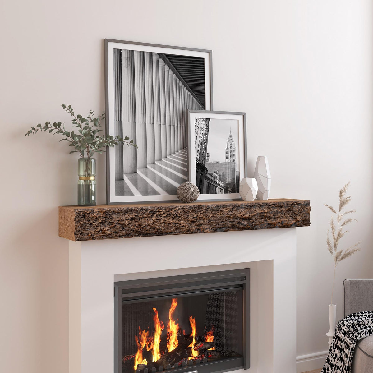 52inch Distressed Brown Floating Concrete Fireplace Mantel Shelf X29006