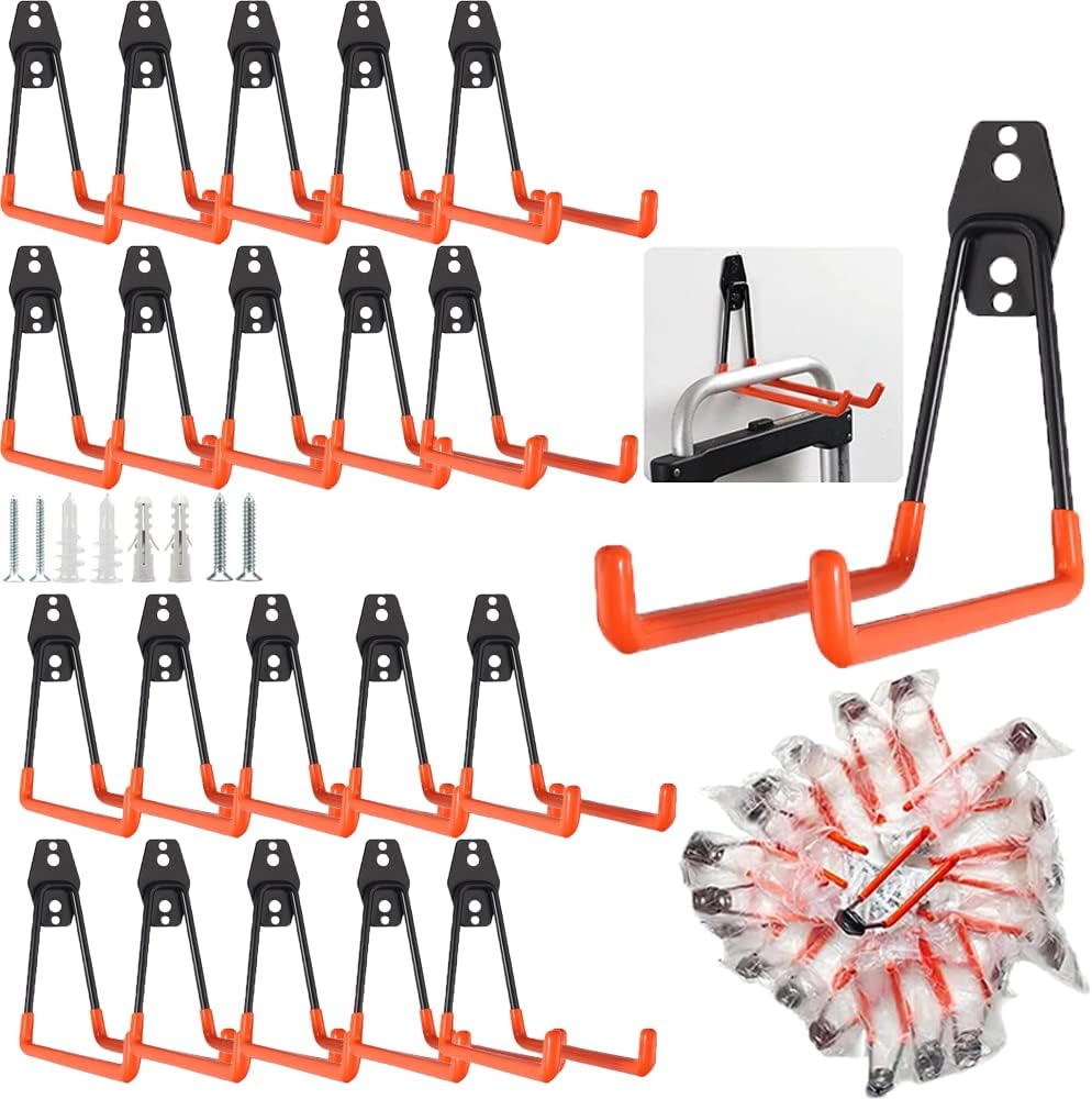 20 Pcs Heavy Duty Wall Mount Utility Hooks with Anti-Slip Coating J792338