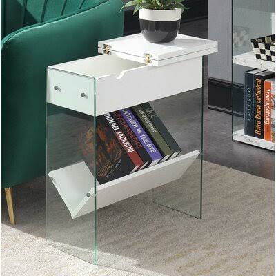White Sled End Table with Storage L888995