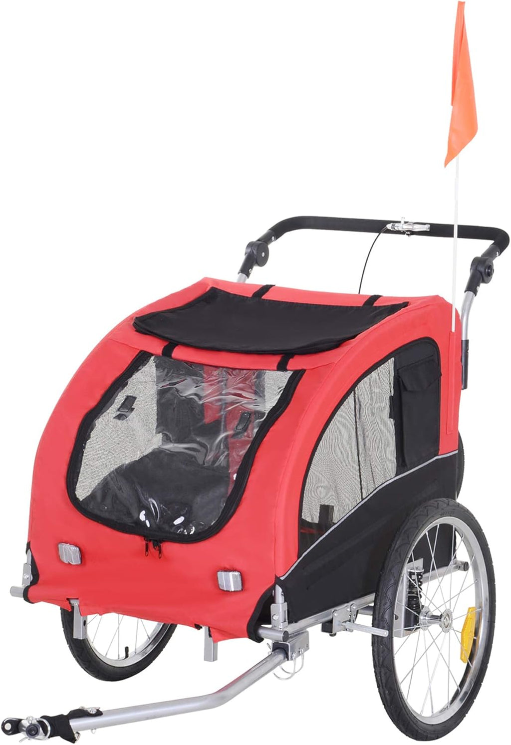 Blue 2-in-1 Dog Bike Trailer Pet Stroller with Canopy Y1211