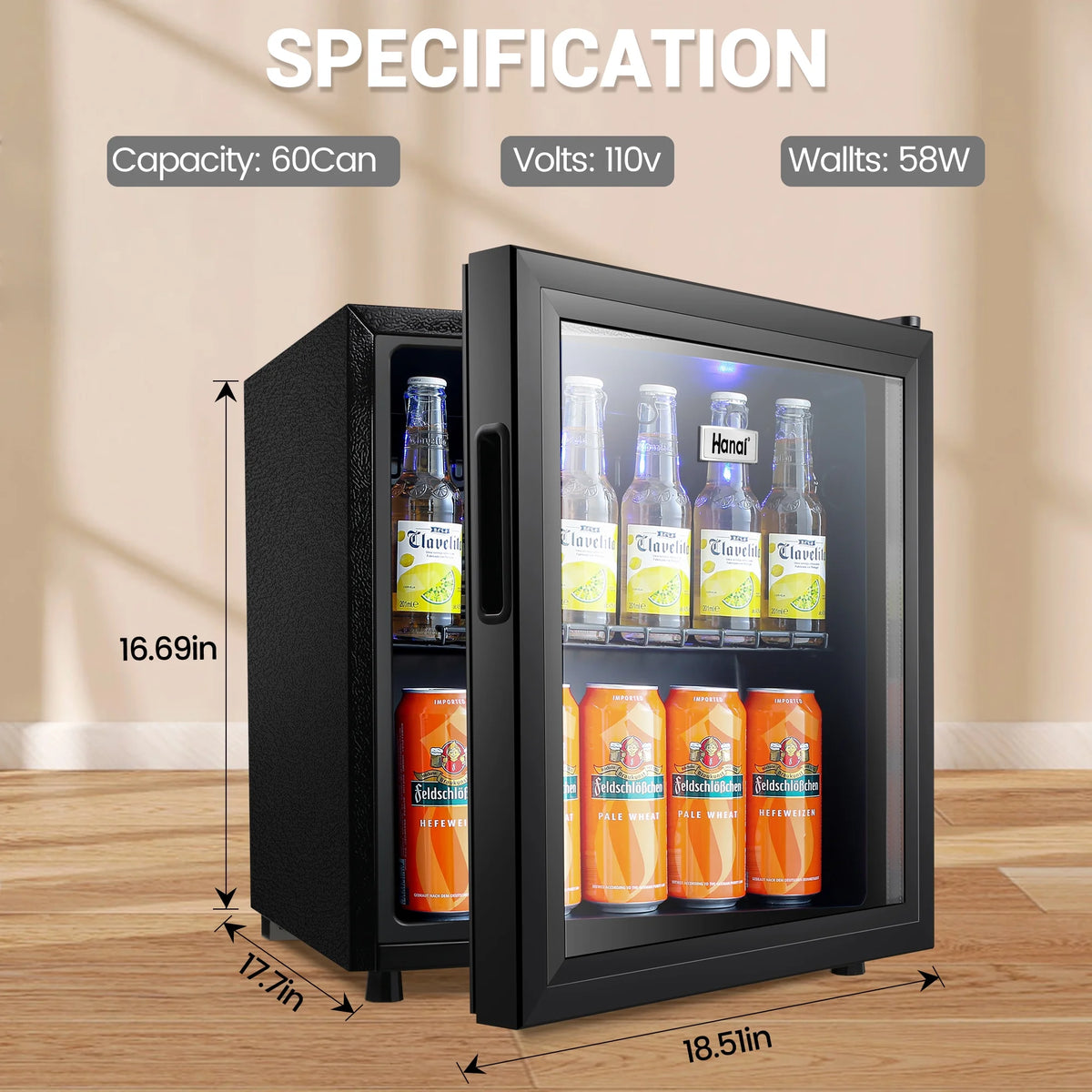 62-Can Beverage Refrigerator and Cooler with Glass Door W675069