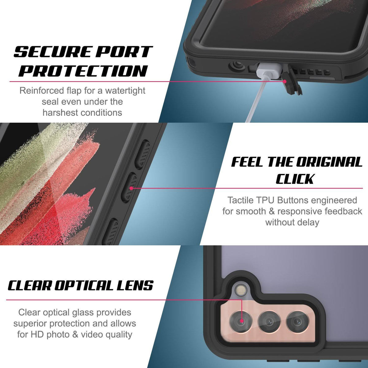 Galaxy S21+ Plus Water Shock Snowproof Slim Screen Protector Case Pink H71967