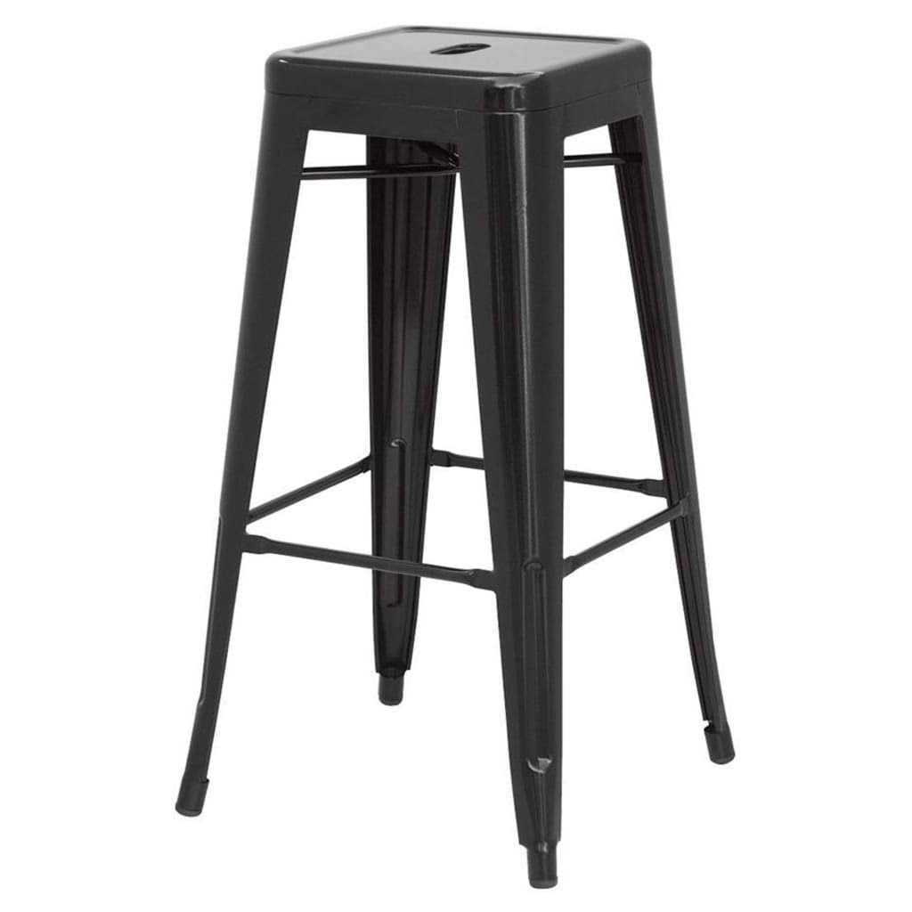 Black Metal Backless Counter Stool Set of 4 W9775