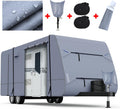Waterproof Travel Trailer RV Cover with 4 Gutter Spout Covers B911
