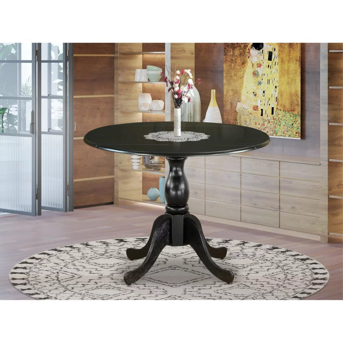 Round Dining Table with Drop Leaves Y71061