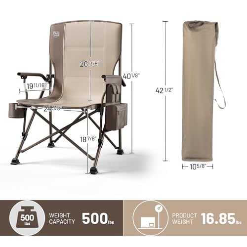 Oversized Folding Camping Chair High Back Heavy Duty with Cup Holder Side Pocket Cooler Bag C5894