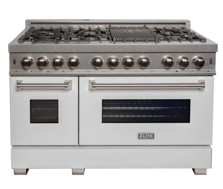 48 in. Gas Burner Electric Oven Range with White Matte Door V5765