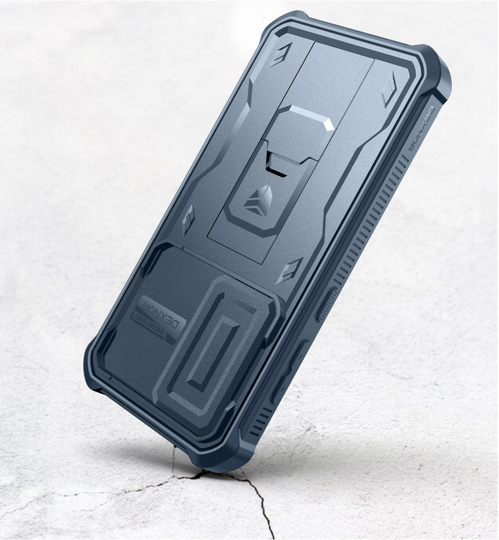 Blue Heavy-Duty Shockproof Rugged Case with Slide Camera Cover, Screen Protector & Kickstand A767537
