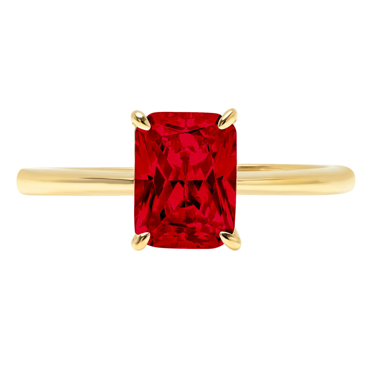 1.75 ct Radiant Cut Clear Simulated Diamond 18K Yellow Gold Solitaire Ring SZ 6.75 W8026