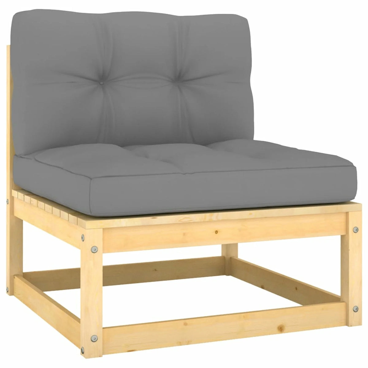 3 Piece Patio Lounge Set with Gray Cushions Middle Sofa and 2 Footstool Outdoor Sectional Sofa Set X41261