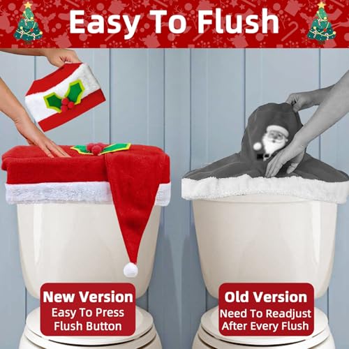 Black 4 Pcs Christmas Toilet Seat Cover Set L7515